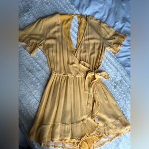 Yellow Tie Waist Romper